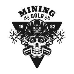 Gold Miner Skull with Dynamites Vector Image