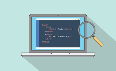 html website structure code program with laptop vector image