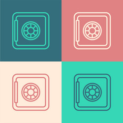 Pop art line safe icon isolated on color vector