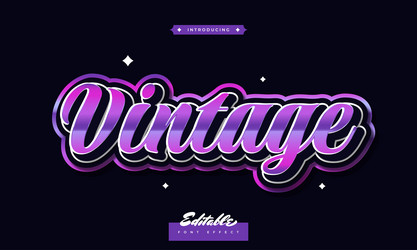 retro text effect in purple gradient style vector image