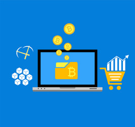 blockchain scheme mining crypto currency server vector image