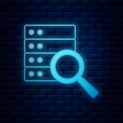 glowing neon server data web hosting icon vector image