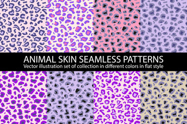 set pink violet animal skin seamless pattern vector