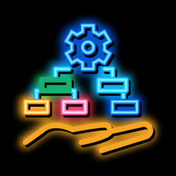 Settings algorithm neon glow icon vector