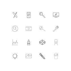 creative process and design linear thin icons set vector image