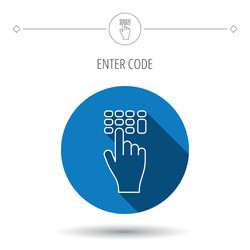 enter pin code icon click hand pointer sign vector