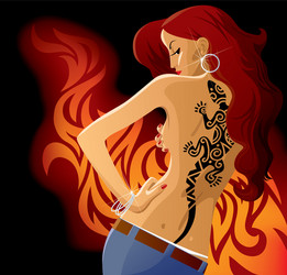 Girl with tattoo vector