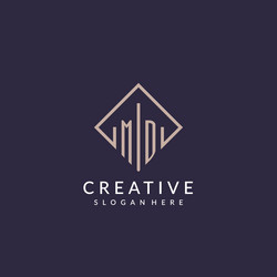 md initial monogram logo with rectangle style vector image