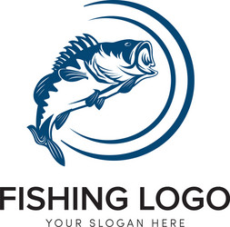 Modern Bass Fishing Logo - Big Fish Icon Vector Image