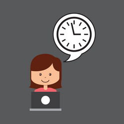 support assitance concept girl with clock time vector