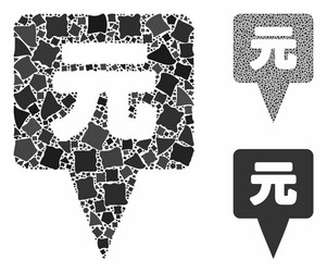 Yuan map pointer mosaic icon joggly items vector