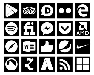 20 social media icon pack including nike like vector