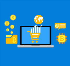 blockchain scheme mining crypto currency server vector image