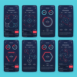 different ui ux gui screens and flat web icons vector image