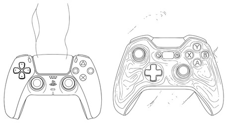 game controller continuous line vector image