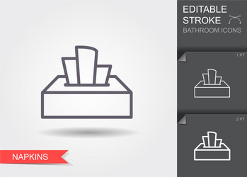 paper napkins in box line icon with editable vector image