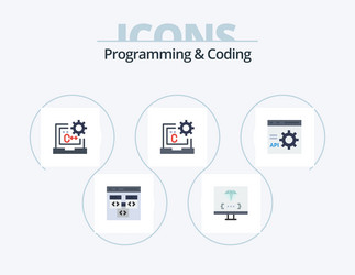 programming and coding flat icon pack 5 vector image