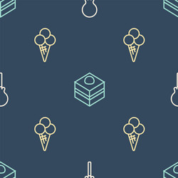 Set line lollipop ice cream in waffle cone vector