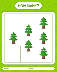 how many counting game with pine tree worksheet vector image