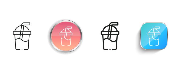 ice tea icon thin linear regular and button style vector image