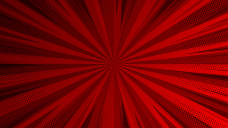 red background with rays and halftone dots vector image