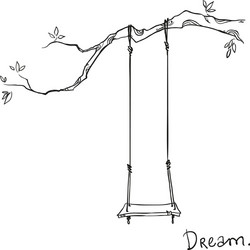 Tree with Swing - Simple Sketch vector image