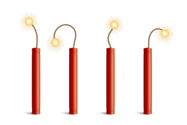 Dynamite bomb realistic set with isolated images Vector Image