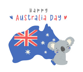 happy australia day koala with map adorable baby vector