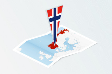 isometric paper map of norway with triangular vector image