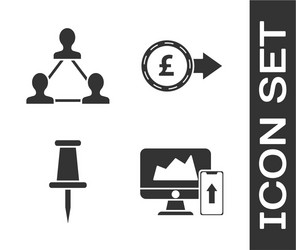 set financial chart or graph on computer vector