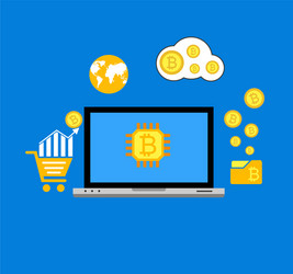 blockchain scheme mining crypto currency server vector image