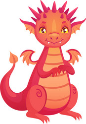cartoon red dragon smiling and sitting with folded Vector Image