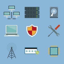 Color background with set elements server vector
