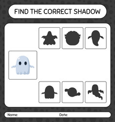 find the correct shadows game with ghost vector image
