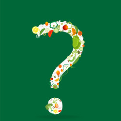 Question mark with vegetables pattern for web vector