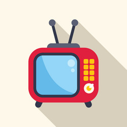 red retro tv set with antennae displaying empty vector image