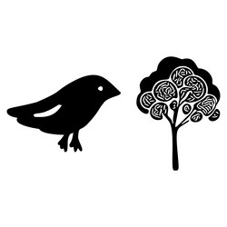 set of bird and botanical motif collection vector image