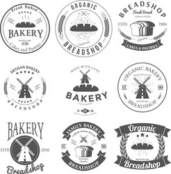 set of nine bakery label and badges design Vector Image