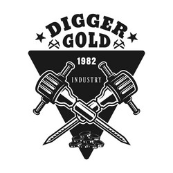 two jackhammers gold digger emblem Vector Image