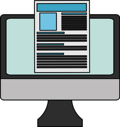 Computer monitor and document icon image vector