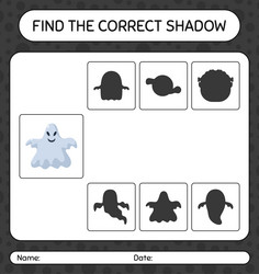 find the correct shadows game with ghost vector image