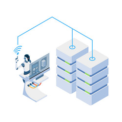 robot operating servers composition vector image