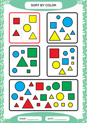 Sort by color sorting game group color- green vector