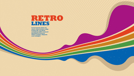 retro style abstract background with curve lines vector image