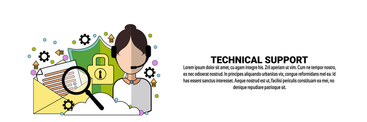 technical support service concept horizontal web vector image