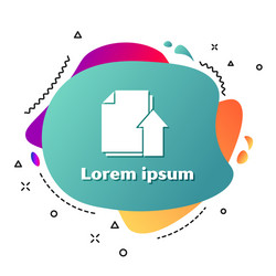 white upload file document icon isolated on vector image