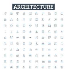 Architecture line icons set structure vector