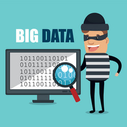 desktop computer with big data icons vector image
