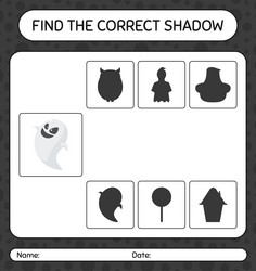 find the correct shadows game with ghost vector image