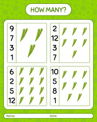 How many counting game with okra worksheet vector